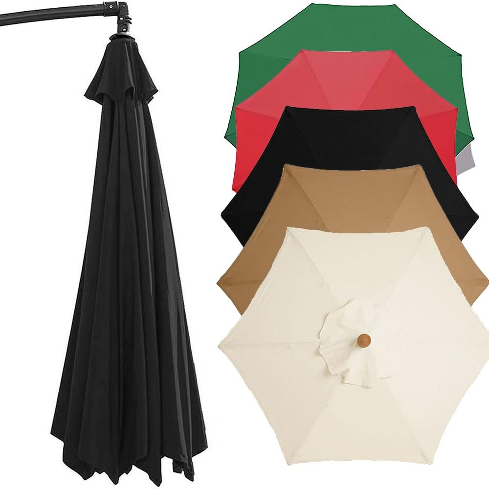 LRZPTDYU This Black Replacement Canopy Cover for 8 Rib 270cm 9ft Round Patio Umbrella – Outdoor Canopy for Cantilever Umbrella – Easy to Install Weather Resistant Fabric