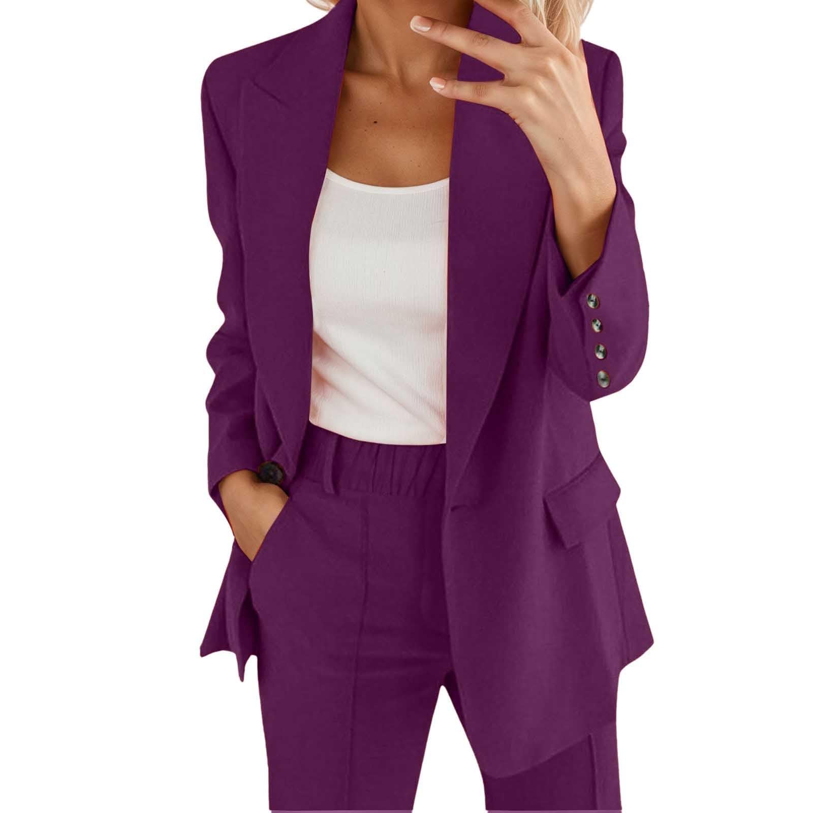 Generisch Eleganckie kombinezony damskie do garnituru, jednokolorowe, streetwear, dwuczęściowy, biznesowe, nowoczesne spodnie do garnituru, krój slim fit, sportowy strój biurowy, elegancki, 2