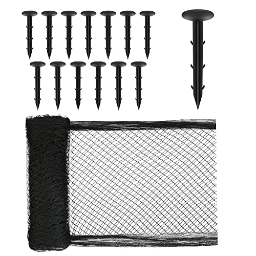 SAVITA - Savita Pond Netting to Protect Fish, 15x20inch Heavy Duty with 14pcs Long Stakes, Protects Koi from Blue Heron Birds Cats Predators, Black for Ponds and Leaves