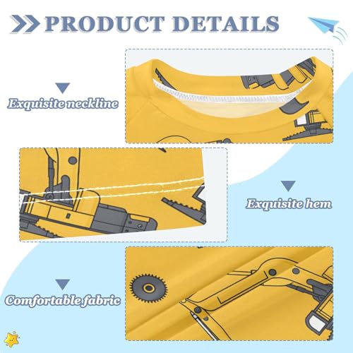 ALAZA Kids Rash Guard Boys Toddler Swim Shirts Short Sleeve Yellow Excavator UPF 50+ 3T3