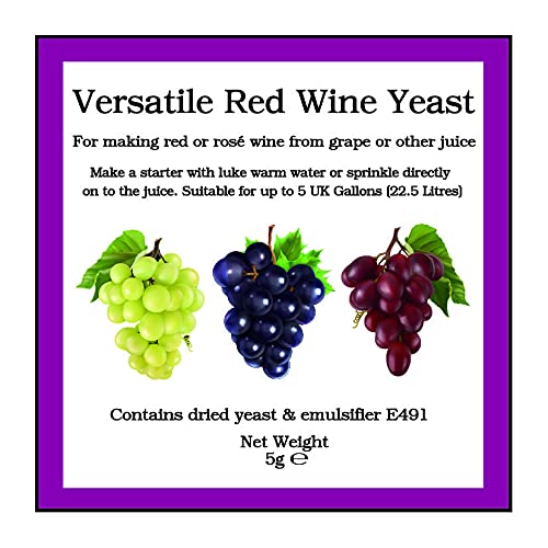 Versatile Red Wine Yeast Sachet 5g - for Fermenting Red & Rosé Wines - All Purpose Homebrew Home Brew