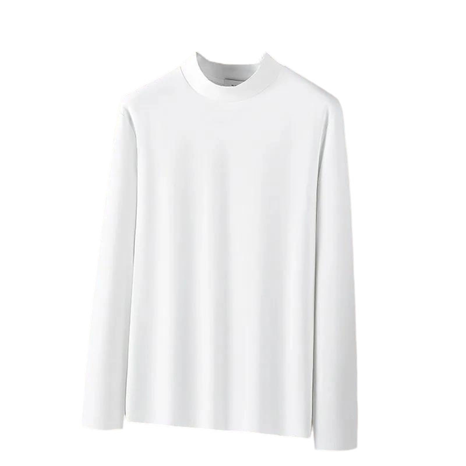 Camiseta de manga larga de algodón mercerizado de cuello alto para hombre, antiestática, suave, informal