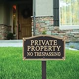 Whitehall Private Property Sign No Trespassing yard plaque with stake