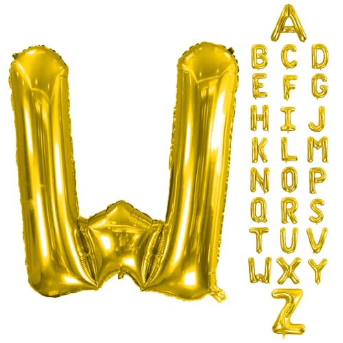 AOAOParty Letter Balloons 40Inch Large Giant big Foil Mylar Gold Balloons W for Birthday Party Decorations