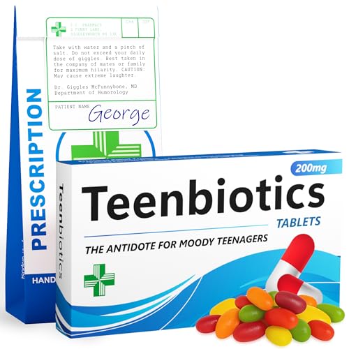 TeenBiotics Candy Joke Pill Box, Funny 13th Birthday Gift for Girls, Teen Boy Gifts 13th 14th 15th - Official Teenager Present, Tween Gift, Christmas Stocking Filler, White Elephant, Secret Santa