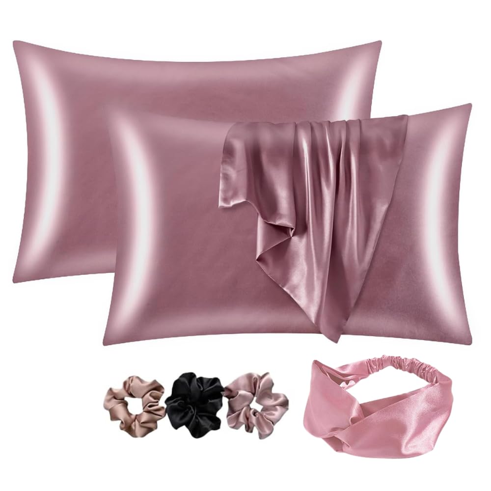 LC Satin Silk Pillow Cover for Hair and Skin 2 Piece with 3 Piece Satin Silk Soft Scrunchies or 1 Silk Hair Band |Silk Pillow Covers with Envelope Closure end Design|Silk Pillow Cases(Rose Taupe) (B0CVV7463L) Amazon Price History, Amazon Price Tracker
