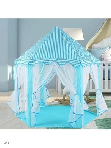 Barraca Infantil Tenda Dobravel Iluminada Toca Casinha Castelo Grande Luzes Menina Azul