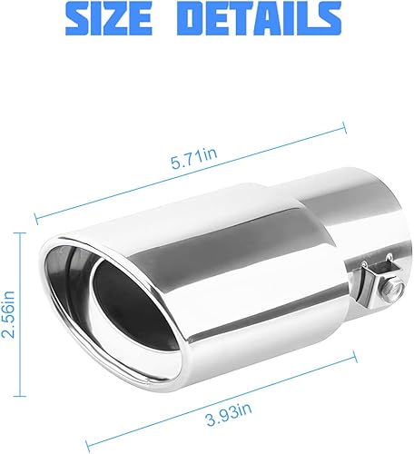 Miniatura 2 de 8sanlione Tubo de escape de automóvil, silenciador de tubo de escape de acero inoxidable pulido, tubo de escape inclinado modificado compatible con