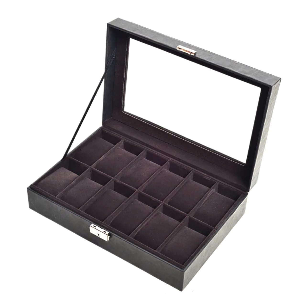 Uhrenbox 2/3/4/5/6/8/10/12 Slots PU Leder Uhr Box Traditionellen Stil Uhr Lagerung Box Geschenk Uhr Fall Mit Schloss Uhrenkoffer(Brown 12 Positions)