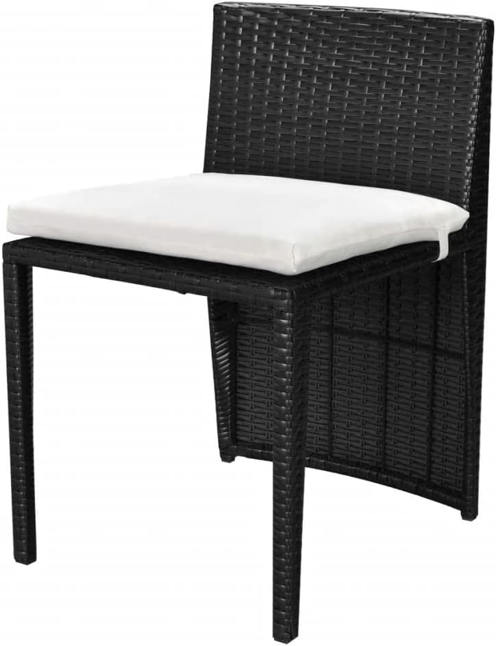 3 Piece Bistro Set with CushionsPatio Decor,Balcony Bar,Outdoor Furniture,Backyard Decor,Outdoor Table Chairs,Used in Restaurant, Bistro, Coffee Shop,Balcony, Poolside, Poly Rattan Black