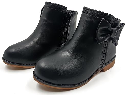 CIXVXCI Girls Ankle Boots Fashion Boots for Girls with Zipper Short Suede Booties for Toddler/Little Kids Black US 11