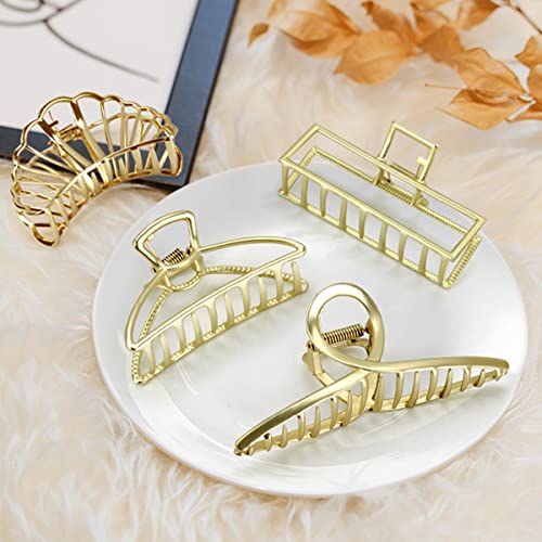 Belicoo 4 Pack Large Hair Claw Clips, Gold Claw Hair Clips For Women Thick Hair, Non-Slip Hair Catch Metal Hair Clips Hair Accessories For Women And Girls (Golden) #TOP5