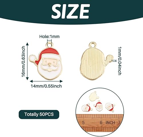 Miniatura 2 de Cheriswelry Colgantes colgantes de esmalte de aleación de Navidad, dijes de metal, encantadores adornos colgantes para manualidades, pulseras