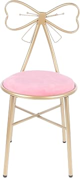 Butterfly Bow Tie Pink Vanity Chair Butterfly Backrest Chair Luxury Princess Chair Modern Pink Metal Butterfly Dressing Chair Makeup Chair for Girls Room, Bedroom, Makeup Room