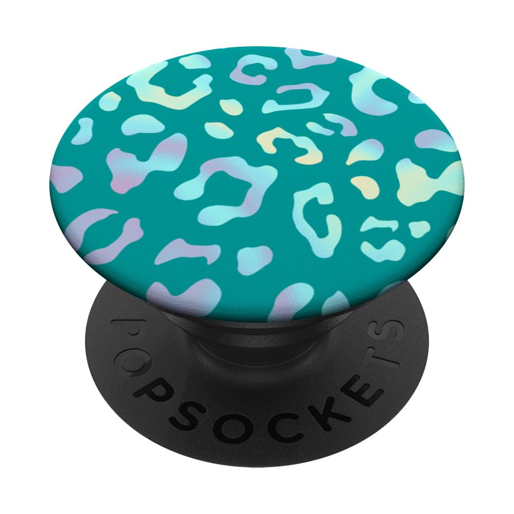 Rainbow Leopard Cheetah Teal PopSockets Adhesive PopGrip