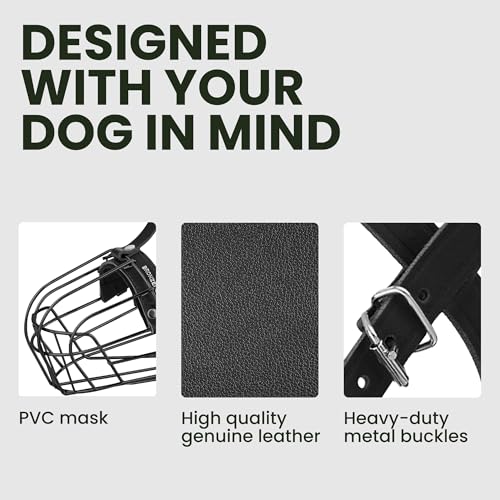 BRONZEDOG Hundemaulkorb Verstellbar Robustes PVC/Metalldrahtkorb für Große und Sehr Große Hunde mit Lederbändern Atmungsaktiv, Trinkfähig, Training, Verhindert Beißen (Great Dane, PVC)