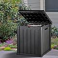 YITAHOME 51 Gallon Outdoor Storage Deck Box, Waterproof Resin Package Delivery and Storage Box with Lockable Lid for Patio Furniture Cushions, Pool Accessories, Garden Tools, Black