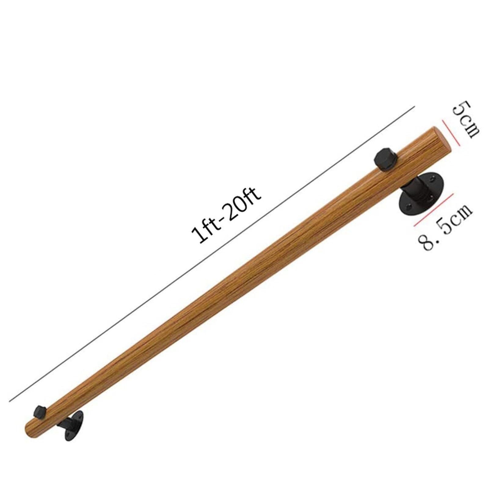 Corrimano Per Scale In Legno Massello - Ringhiera Da Parete Antiscivolo, Kit Con Staffe, 200cm