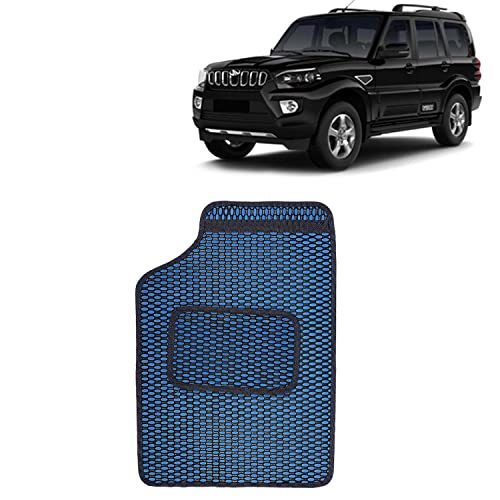 Image of Kingsway Dotted Design Car Floor Foot Mats Universal Fit for Mahindra Scorpio, Model Year : 2022 Onwards, Water and Dustproof, Color Blue, Set of 5 Pieces