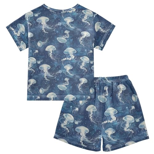 ALAZA Cute Jellyfish Space Pajama Set Short Sleeve Sleepwear Soft Lounge Nightwear2