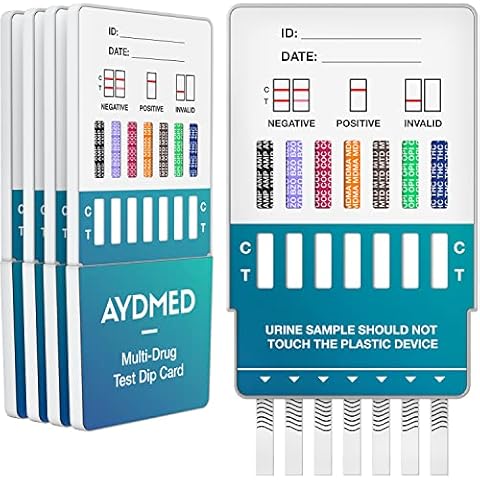 5 x Aydmed Professional 7-in-1 Rapid Drug Test Dip Cards | Urine Drug Tests Kit | Test for Cocaine, Opiates, Methadone, Amphetamines, Cannabis, Ecstasy & Benzodiazepines Cover