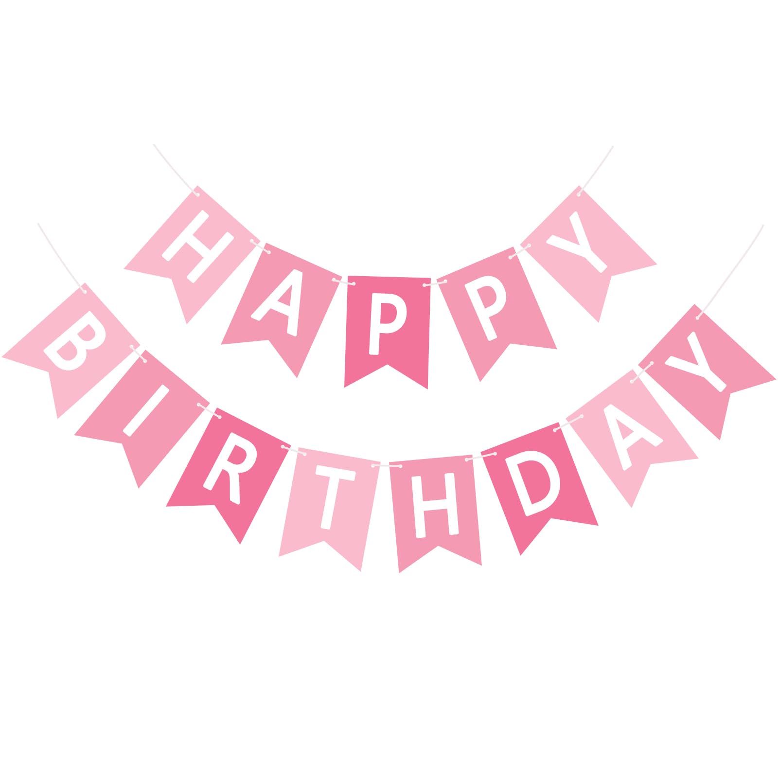 Happy Birthday Banner Sign, Birthday Garland Wall Door Banners Flag for Women Men Boys Girls Party Backdrop Decorations, Personalized Name Banner White Letters ﻿ (Pink and Light Pink)