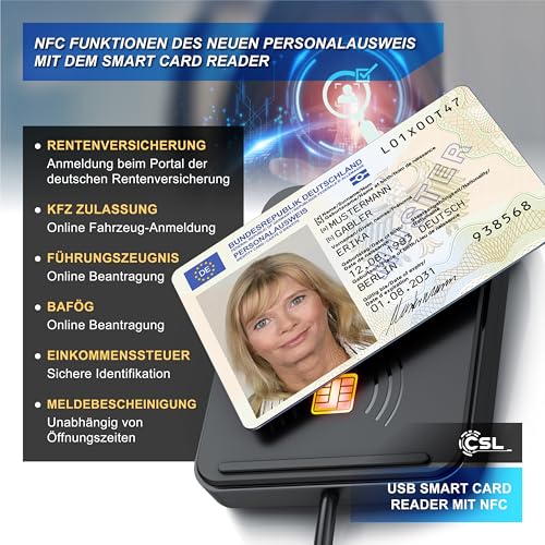 CSL Sim-Kartenleser für Personalausweis und Chipkarten mit NFC
