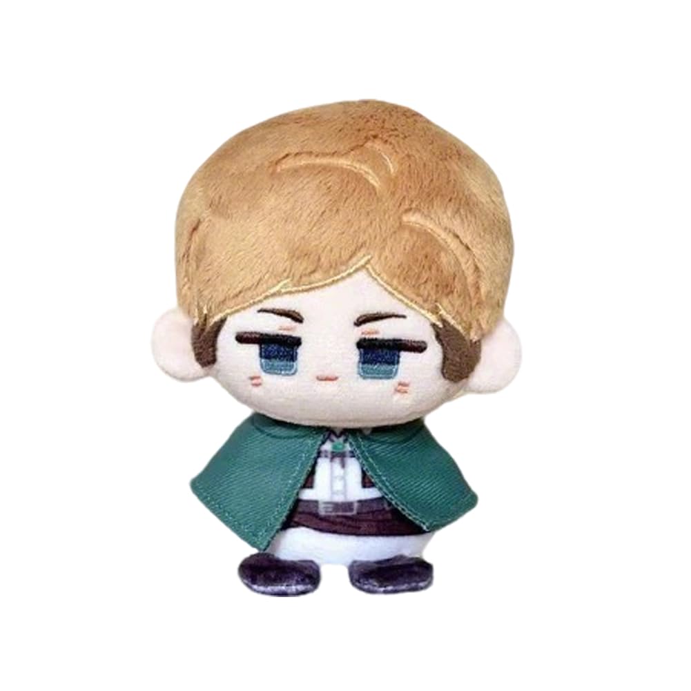 Zhongkaihua Erwin Smith Figure Plush Pendant Anime Erwin Smith Sitting Cushion Pillow Stuffed PP Cotton Keychain Bag Home Decoration for Fans
