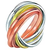 Ring Silber Tricolorring Joop! Damen-Ring 925 Silber teilvergoldet Gr. 57 (18.1) - JPRG90682D570