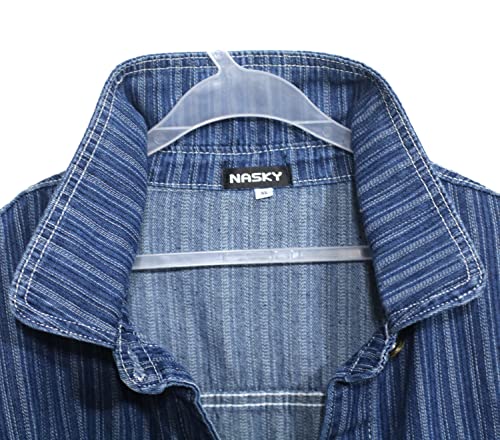 Nasky Women's Cropped Jean Jacket Long Sleeve Washed Button Classic Fashion Denim Jacket With Pockets(Medium,Dark Blue) #TOP2