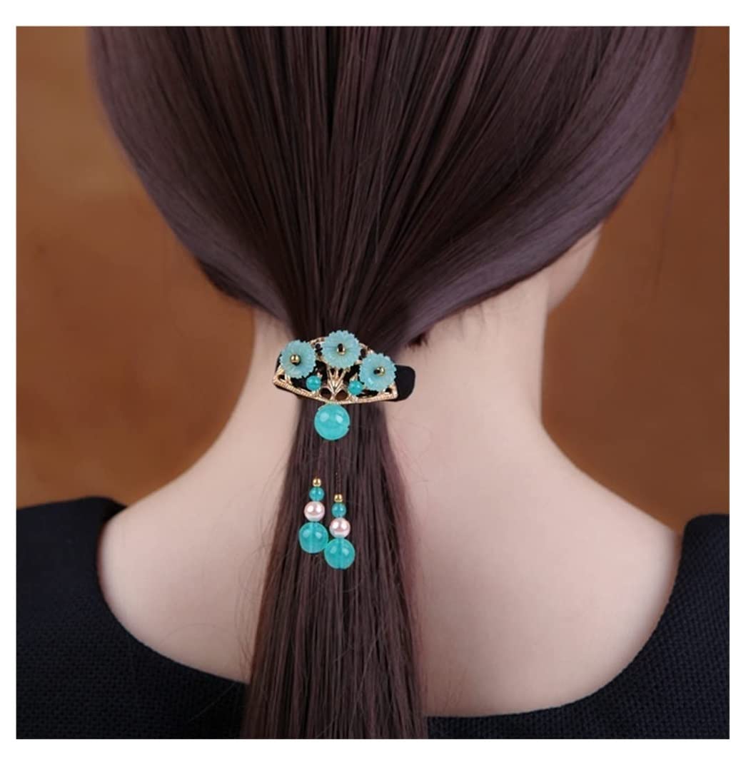 RUVOO Haargummi Scrunchies Strass-Blumen-elastischer Pferdeschwanz-Halter-Haar-Riegel-Seil-Band-Ring-Gummiband Haargummis Haarschmuck