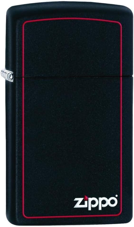 Zippo Slim Black Matte Lighter with Logo and Border Amazon.ca Health
