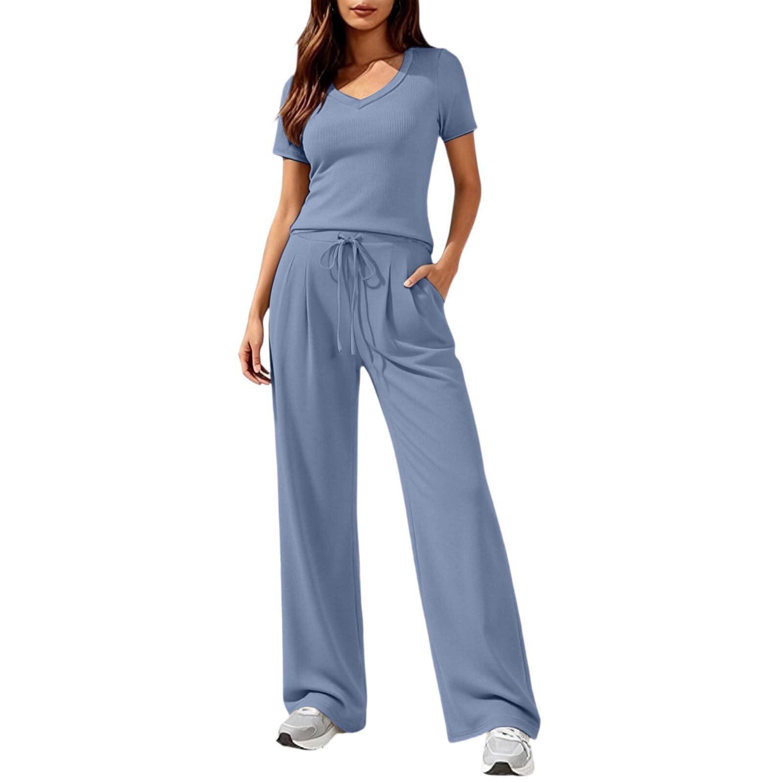 Survêtement baggy pour femme - Grandes tailles - Survêtement long - Élégant - 2 pièces - Yoga - Avec pantalon - Taille courte - Vêtement de sport pour femme - 2 pièces - Tenue d'intérieur