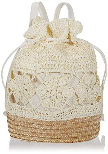Image of Women Straw Backpack Summer Beach Casual Casual Daypacks,Beige, large