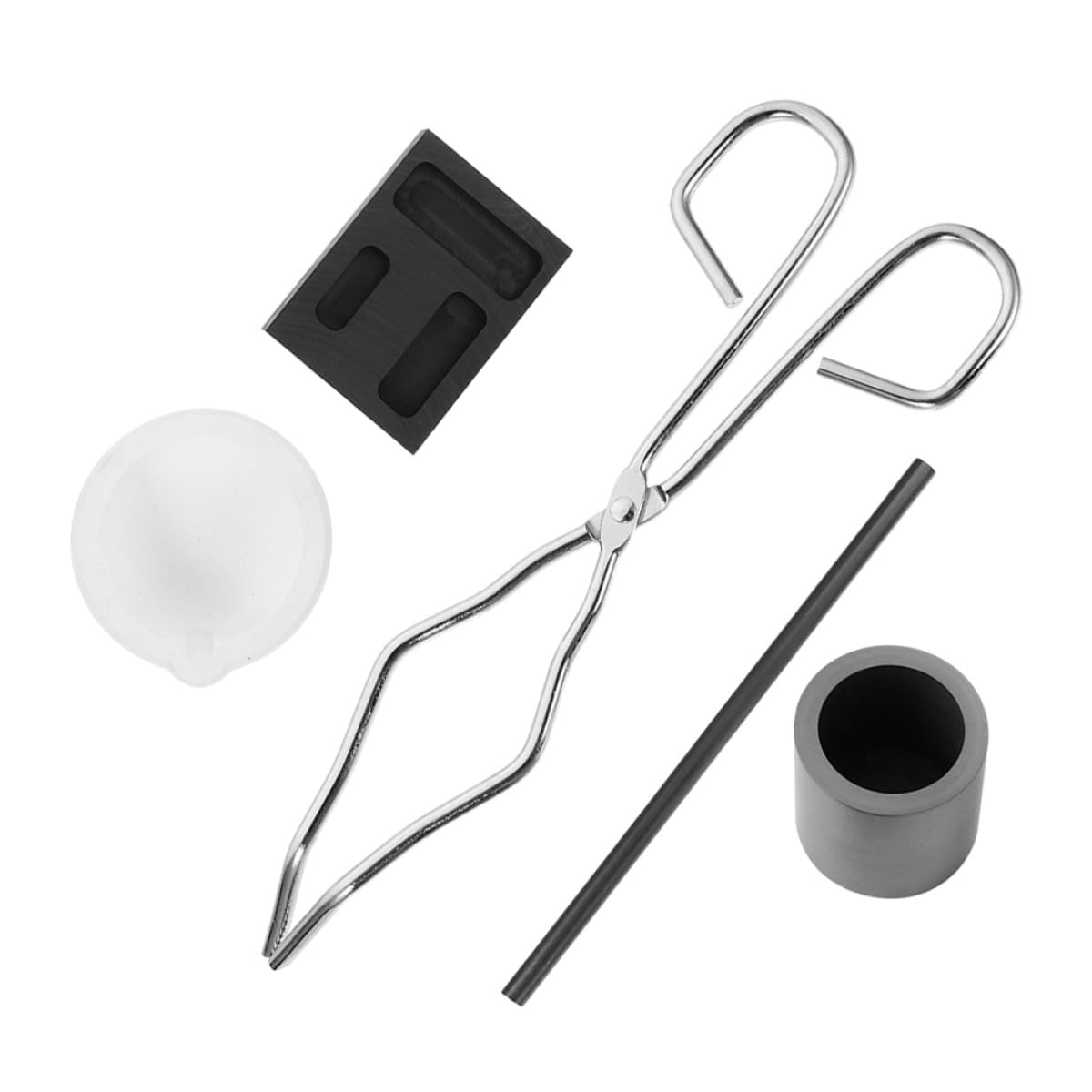 Mobestech Kit per Creazione Gioielli Crogiolo in Grafite, Stampi a Tre Fori, Resistente e Versatile per Fusione e Lavorazioni Professionali e Hobbistiche