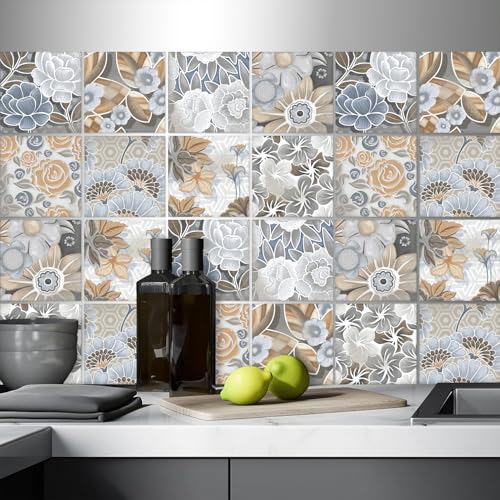 Arede 32 Pz Adesivi Per Piastrelle Bagno E Cucina 15 X 15 Cm Autoadesivo Decorazione Adesivo Murale In Pvc Impermeabile Adesivi Parete Mattonelle Mosaico Stile / T1016-image