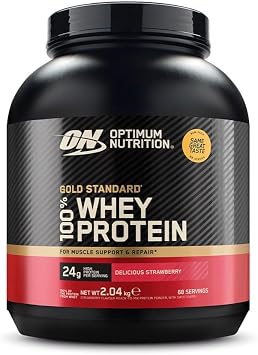 Optimum Nutrition - 100% Whey Gold (4.45 lbs) - Whey Protein - Combination of whey concentrate and whey isolate - Strawberry