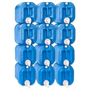 5 Gallon Stackable Water Containers (12-Pack) | 100% Food Grade, BPA-Free | Durable Indoor Outdoor Storage Large Water Jug | Camping Accessories, Survival Gear, Prepper Supplies