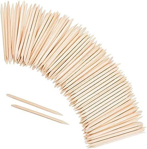 عصي خشبية برتقالية، عصي خشبية لفن الاظافر، مزيل الاظافر مزدوج الجوانب، اداة تشذيب الاظافر متعددة الوظائف لطلاء الاظافر بطرف مدببللعناية بالقدين وتجميل اظافر اليدين (100 قطعة)