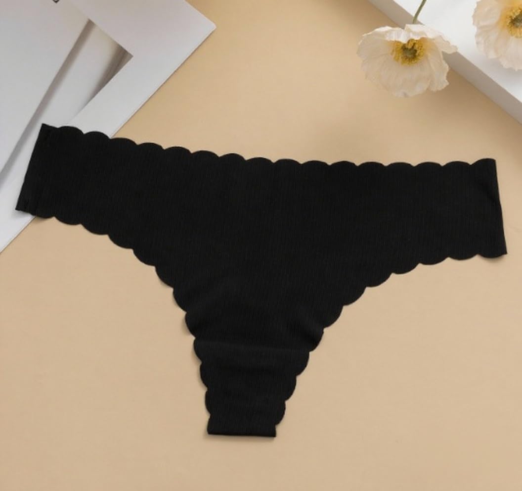 6 pack Seamless Underwear for Women Sexy Low Rise Hipster Wave Edge No Show Bikini Panties Womens Cheeky S-XL Black