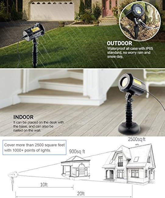 Poeland Garden Lights Moving Laser Christmas Lights Firefly Star Projector for Home and Garden Blue/Green