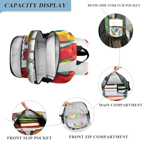 Parrots Colorful Branch Laptop Backpack Purse for Women Men Travel Daypack Casual Shoulder Bag Book Bag Cute Cool Funny Backpack with Compartment & Multiple Pockets4