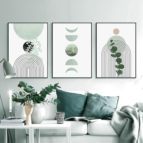 DFZEWKI Geometric Abstract Poster, Plant Art Decoration Pictures, Printed Posters Wall of The Living Room(50x70cm(20x28in) x3/No frame)