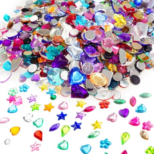 1200PCS Acryl Materialien Bunt Schmucksteine Set Künstliche Glitzersteine zum Basteln Strasssteine für Bastelarbeiten, Party Events