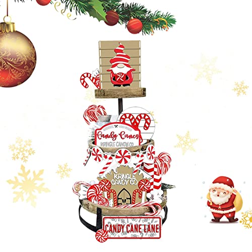 Sanmubo Décorations de Plateau à Plusieurs Niveaux de Noël | 12-pcs Farmhouse Decor Décoration de Plateau de Noël Rustique à Plusieurs Niveaux,Ornement décoratif de Table d'hiver de Noël pour Le Cover
