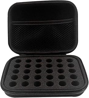 DHXYZZB Essential Oils Carrying Case Holds 30 Grids for 1-3ML Roller Bottles Storage peptide vial case for fridge Organizer Bag Hard Shell for Home, Travel, and Presentations(Black)