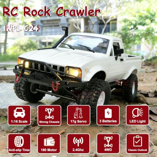 Image of YUCT WPL C24-1 RC Rock Crawler 4x4 with 3 Batteries
