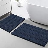 Turquoize Chenille Bathroom Rugs Set - Non-Slip Bath Mats for Bathroom Floor, Extra Soft and Absorbent Shaggy Mats for Kitchen/Entryway (20
