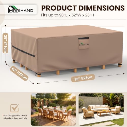 Image of Mrrihand Outdoor Patio Furniture Covers Waterproof 90 inchLx62 inchWx28 inchH 600D