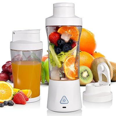 Personal Blender Wireless 24oz Cordless Mini 360 Watt Portable Blender-for Smoothies Freshly Squeezed Juices 6000mAh Self Cleaning and BPA Free Portable Juicer with 6 Sharp Blade Pearl White